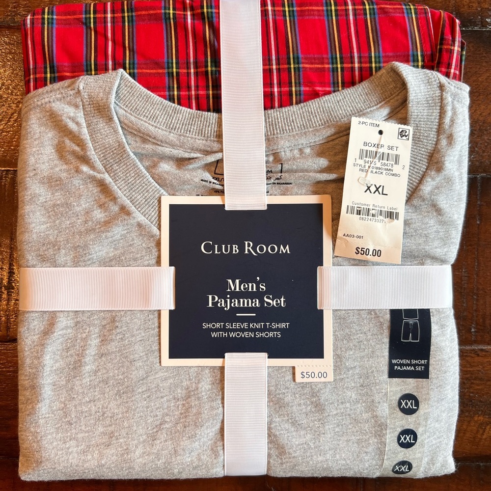 Club Room Gray and Red Men's Pajama Set